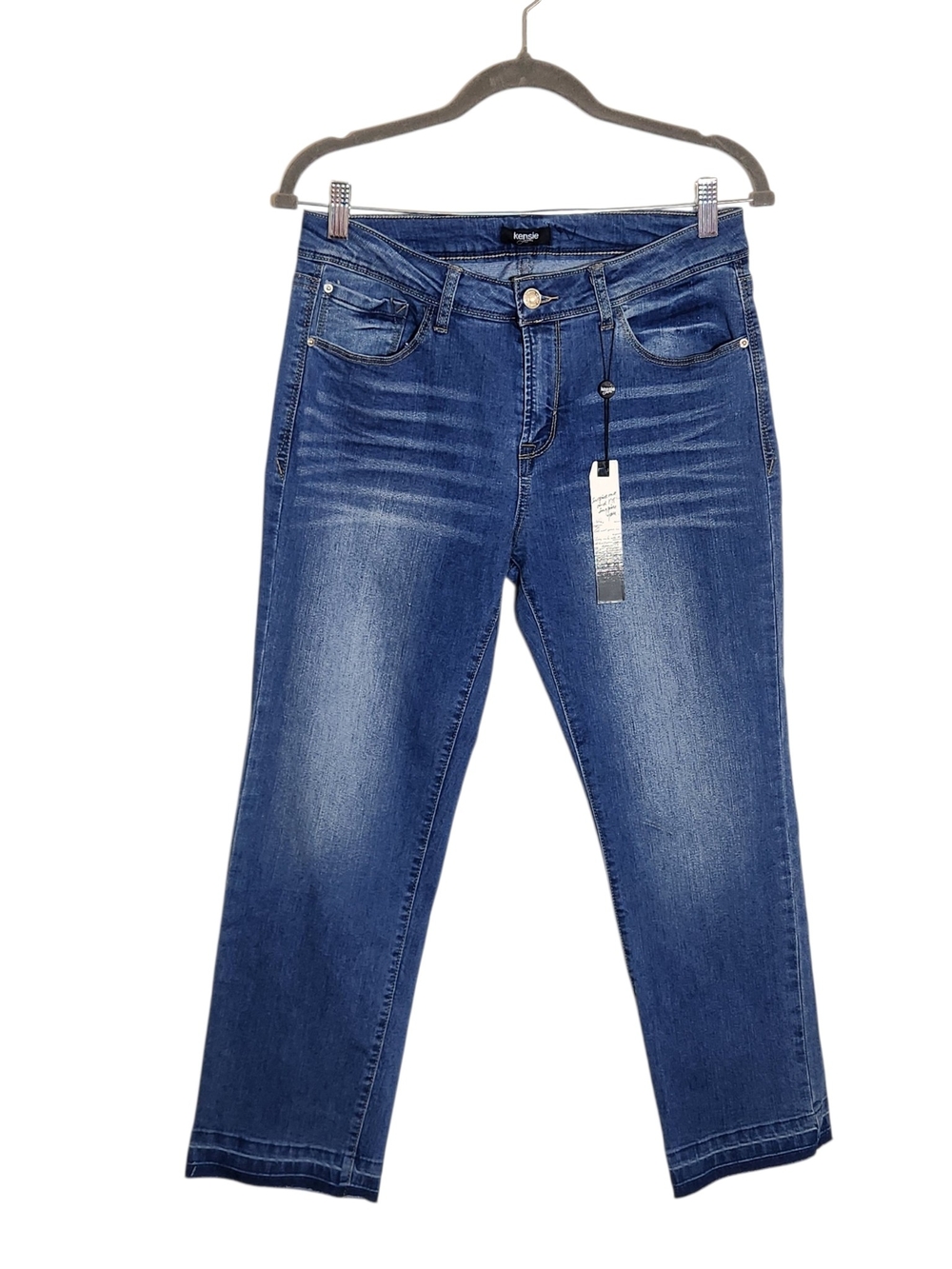 Kensie Medium Wash Cropped Raw Edge Jeans Size 29 NWT